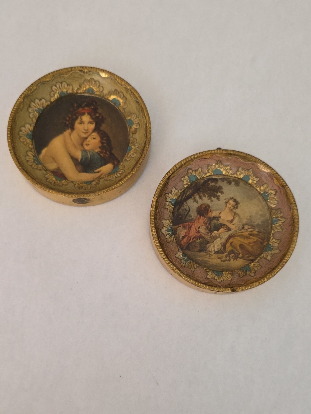 Vintage Italian Florentine Miniature Art Plaques Gilded Gold Set of (2)